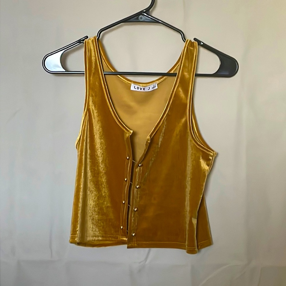 Yellow velvet crop top